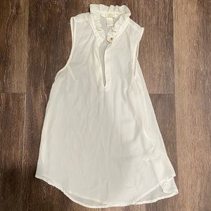 Ruffled High Collar Tank Blouse